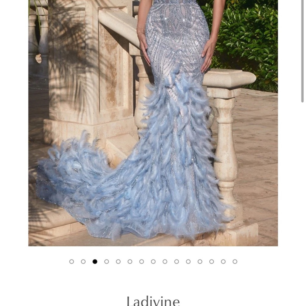 Blue Ruffled Trumpet Maxi Dress for Prom